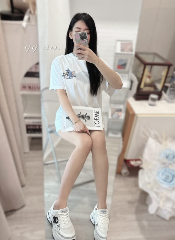 湯姆貓印花寬鬆短袖上衣 T恤