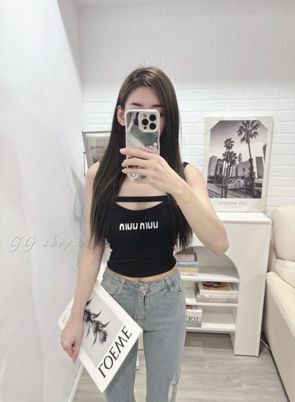 造型字母吊帶短版背心