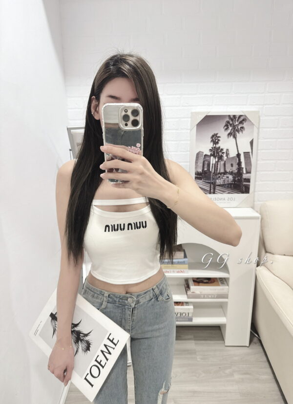 造型字母吊帶短版背心