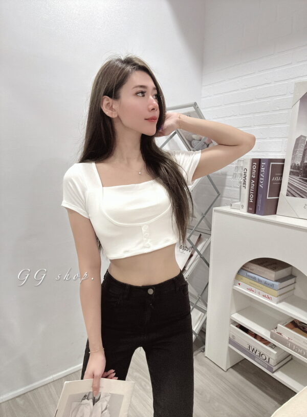 假兩件短袖短版上衣