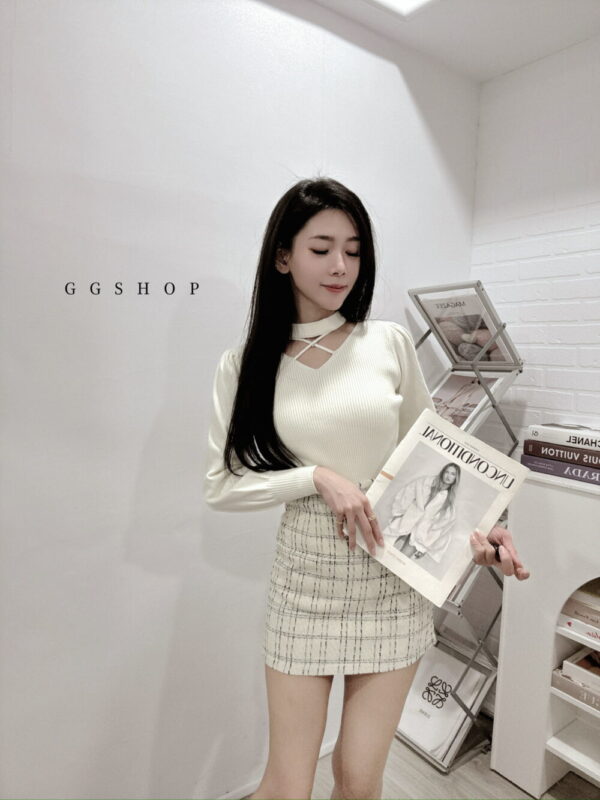 IMG_6914 掛脖交叉造型長袖針織上衣